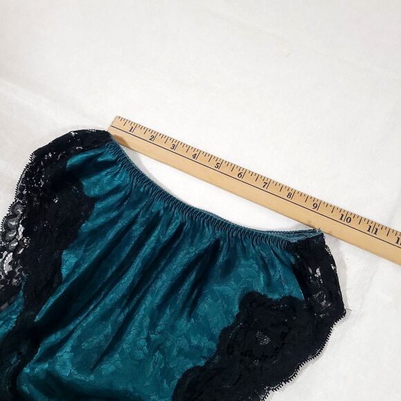 Y2K Satin Floral Lace Nighty Slip Set S Green Courtenay 3pc Highrise witchy goth - Picture 6 of 16